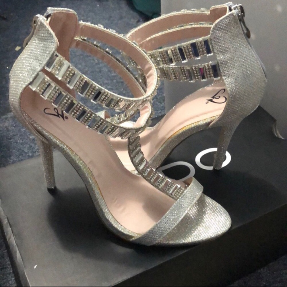 Silver High Heel Sandals